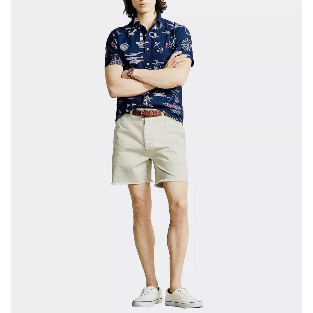 Polo Ralph Lauren Chino Shorts Men's 6" Burroughs Relaxed Fit Khaki Button Sz 38